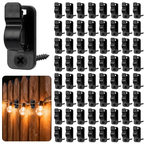 Xujinsongg 80Pack Outdoor String Light Clips Screw- in Hooks Fairy Light Hooks Fence Panel Clips Fairy Light Clips for Christmas Garden Hooks for Light and Cable Hangers