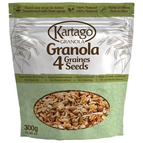 Kartago Granola 4 Seeds (Chia, Flax, Sesame, Pumpkin), All Natural and Healthy, 10.58 oz, (Pack of 2) Cover