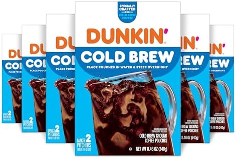 Dunkin’ Cold Brew Ground Coffee Pouches, 8.46 oz. Box (Pack of 6)