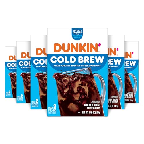 Dunkin’ Cold Brew Ground Coffee Pouches, 8.46 oz. Box, 6 Count