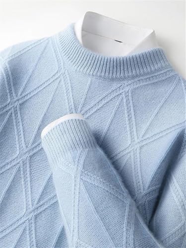 Solid Color Tops Fall Winter Thick Pullover Chic Men's O-Neck Casual Sweater Soft Comfort Rhombus2