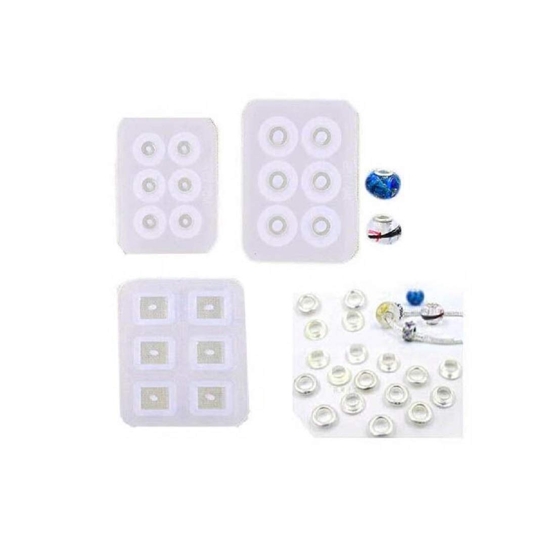 Yalulu 3Pcs Beads Resin Moulds with Hole + 60Pcs Washer for Gemstone Cabochon Bracelet Jewelry Casting