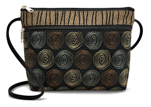 Image of Danny K. Women's Tapestry Zipper Purse Crossbody Handbag, Adjustable Cord, Handmade in USA