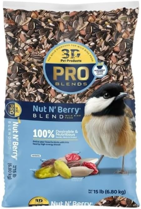 3-D Pet Products Premium Nut N’ Berry Wild Bird Food ~ 14 Lb Bag ~ Wild Bird Seed Mix for Bird Feeders, Songbirds & Outdoor Bird Seed.