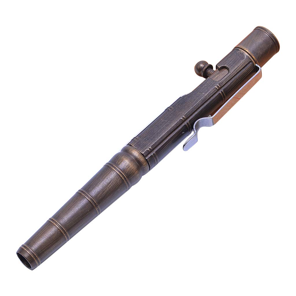 Messing Gel-Tintenstift – Retro, Sechseckig, Mit Bolzen-Mechanismus (ca. 13 Cm), Schreibt Glatt