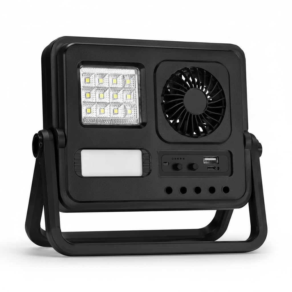Drumstone 5 𝒀𝒆𝒂𝒓𝒔 𝑾𝒂𝒓𝒓𝒂𝒏𝒕𝒚 Solar Emergency Light with Fan Rechargeable Portable LED Lamp with Mobile Charging & Solar Panel for Power Cuts-image-42