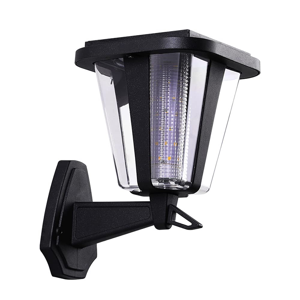 SXSCARKX Black Simple and No Wiring Wall Lantern Solar Light Control Switch Sconce IP65 Waterproof Rust-Proof Lamp High Transmission PC Lampshade