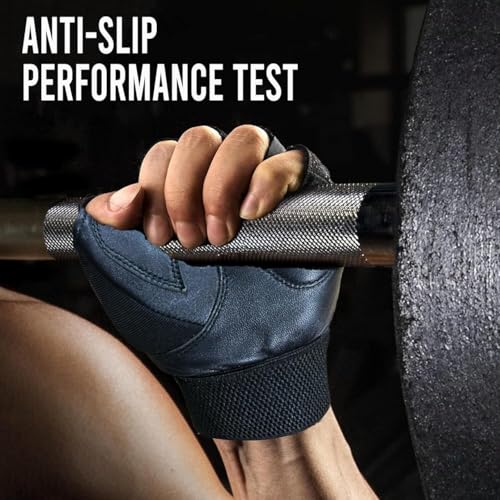 Image of Mayor Force Leather Gym Gloves, Weight Lifting Gloves with Wrist Support, Gym & Fitness Gloves (Black, Free Size)