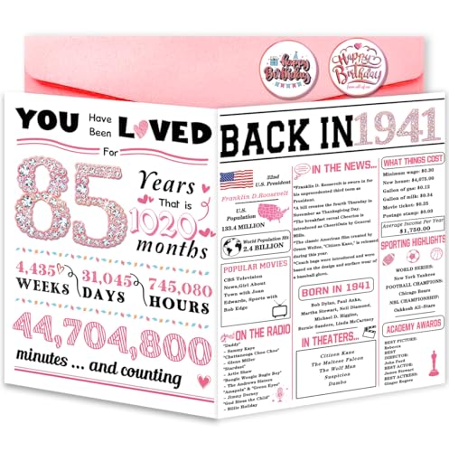 ATTLVV Happy 85th Birthday Card for Her Funny 85 Year Old Gifts for Women Big 85th Birthday Decorations for Friends Family Grandma