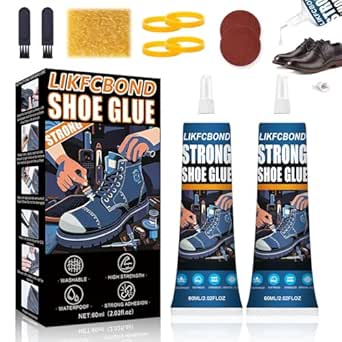 Adesivo per Scarpe Forte, Adesivo per Riparazione Suola, Colla Scarpe Professionale, Colla Scarpa Adatto per Scarpe Sportive e Scarpe in Pelle (60ml*2)