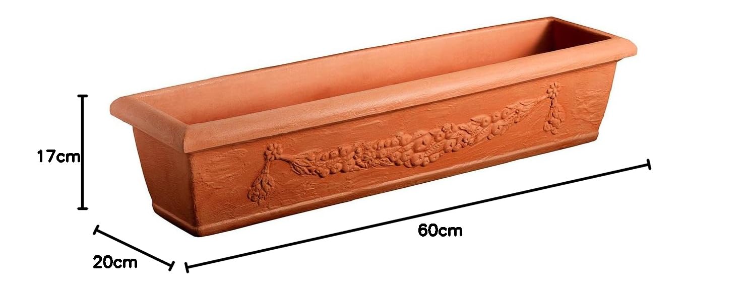 Dehner skrzynki na kwiaty o wymiarach ok. 60 x 20 x 17 cm, z tworzywa sztucznego terakota