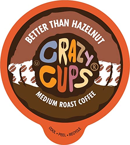 Crazy Cups Flavored Coffee, Better Than Hazelnut, Hazelnut Coffee Pods, Single Serve Coffee for Keurig K Cups Machines, Hot or Iced Coffee, Hazelnut Coffee in Recyclable Pods, 80 Count Value Pack