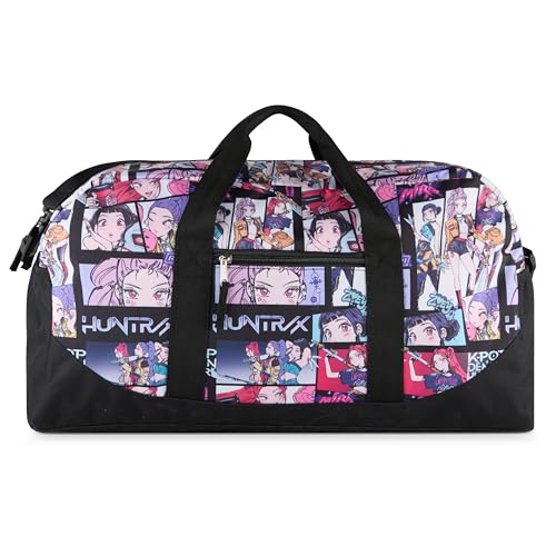 K-Pop Demon Hunters Duffle Bag 20x10.5x9 Inch Travel Weekender Bag with Anime Character Print Multi Color Dance Gym Sports Bag with Side Pockets