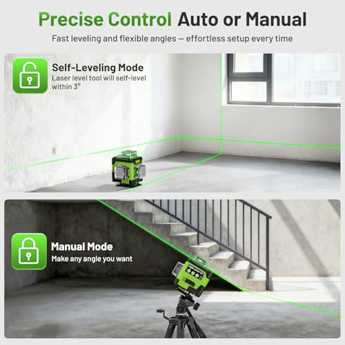 Image of Huepar Laser Level 4 * 360 Self-Leveling with LCD Screen, High Brightness Rechargeable Laser Level Machine 16 Lines for Tile, Ceiling & Wall Partition, Magnetic Mount + Hard Case Included - Y04CG