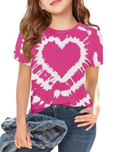 Image of Girls Short Sleeve T Shirts Kids Summer Tops Crewneck Tees 5-14 Years