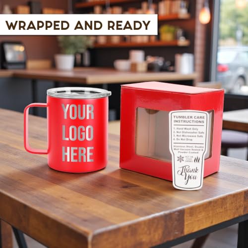 Image of Custom Logo 12 oz Coffee Mug, Engraved Corporate Gift Cup