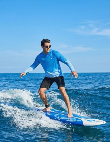 Image of PINSPARK Men's UPF 50+ Sun Shirts Long Sleeve Fishing Hoodie, UV Protection Rash Guard for Outdoor Hiking Running Swim Shirt