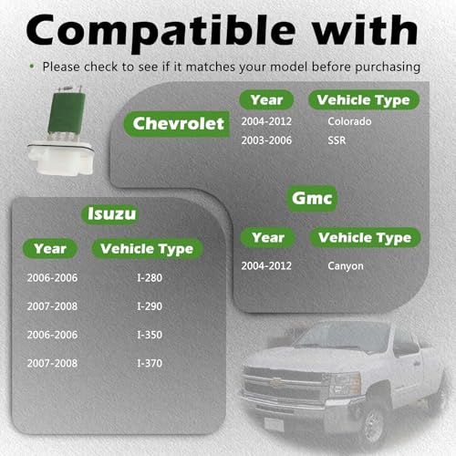 Image of Manual AC Control Modul HVAC Blower Motor Resistor Compatible with Chevrolet 04-12 Colorado / 03-06 SSR - 04-12 Canyon - 06 I-280 I-350 /07-08 I-290 I-370 Replaces 4P1453 JA1586 15218254 89018331