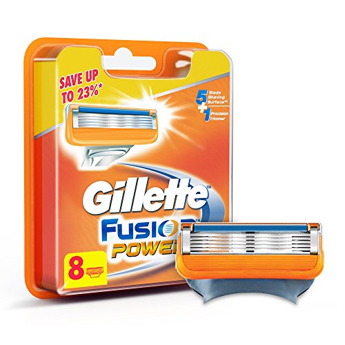 Image of Gillette Fusion Manual Razor, 1 Pc & Power Shaving Razor Blades - 8 Pieces (Save Rs. 597)