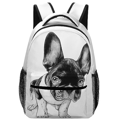 Qjjinxior Zaino casual in tessuto Oxford resistente, zaino con bulldog francese, borsa universitaria per ragazzi, ragazze, viaggi, sport, Bulldog francese., Taglia unica