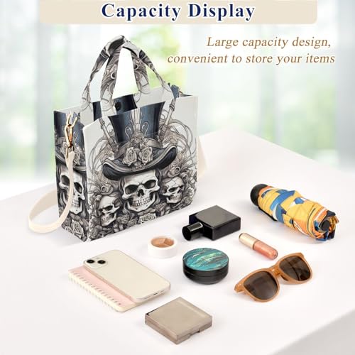 Styled Skull Corduroy Women Tote Bag, Handbag Purse with Detachable Strap Small Size4