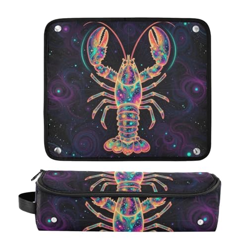 Bolsa de viaje para herramientas de cabello con tapete resistente al calor, organizador portátil para plancha y accesorios de peluquería Cosmic Neon Lobster Galaxy miniatura 3
