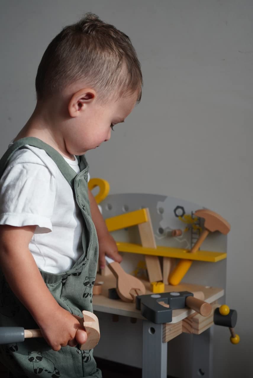 Small Foot 11805 Compact Miniwob Workbench made of wood, with ample accessories & screw set, for children aged 3+ years - Image 2