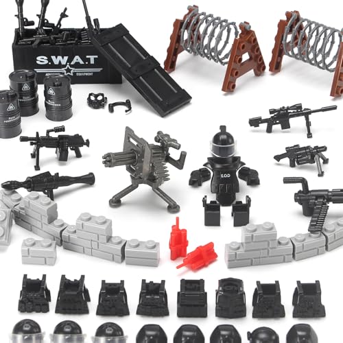 Feleph SWAT Waffen Militär Set für Figuren, Polizei WW2 Armee Spielzeuge zum Army Soldaten, Bundeswehr Krieg Teile Kompatibel mit Großen Marken Bausteinen