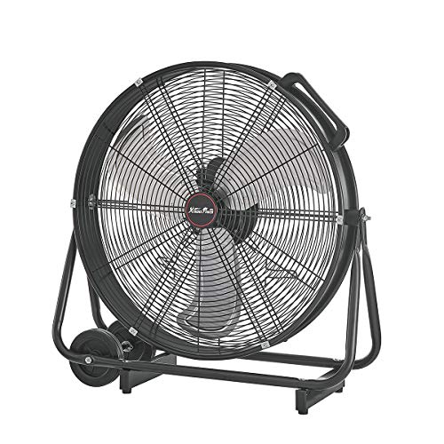Xtremepowerus 24" Industrial Fan High-Velocity Flow Floor Fan Rolling Drum Shop Fan Garage Adjustable Speed With Wheel, Black #TOP1