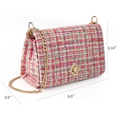 Large Shoulder Bags for Women PU Leather Cross body Bag Tweed Purses Evening Bag Clutch Satchels, with Chain Strap2