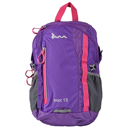 JAM Trek Backpack Purple Pink 25L Waterproof Comfortable Rucksack with Thick Padded Back Panel and Secure iPad Pocket Ideal For College Hiking Festival Camping Travel Lightweight Strong Chest Strap