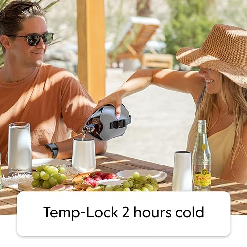 Image of ThermoFlask Wine Bottle Ice Jacket - Wine Bottle Holder with Adjustable Buckle & Strap - Temp-Lock Wine Carrier - Wine Carrier for Travel - Wine Accessory for Brunch, Christmas, Parties & More - Grey