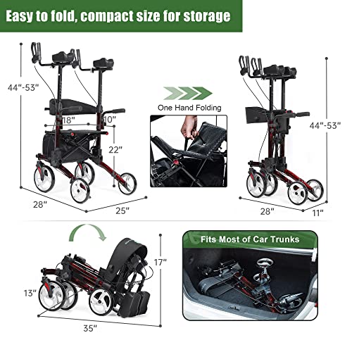 image for BEYOUR WALKER Upright Walker, Stand Up Rollator Walker Tall Rolling Mo