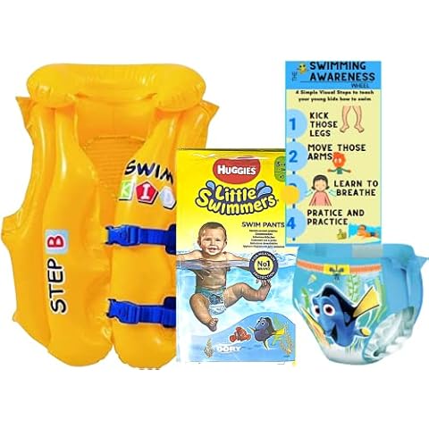 The Official Ant & Chid Boys and Girl's Children's Learn to Swim Aid Vest Jacket Float Jacket |3 to 6 years|18-30kg| with Adjustable Straps + A Complimentary Ant & Chid Kids Swim Wheel Awareness Card Cover