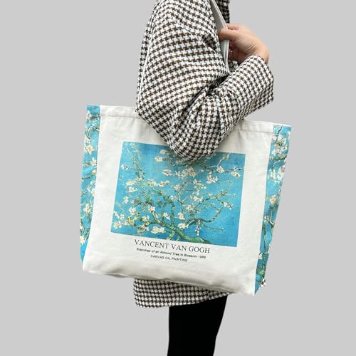 BROADREAM Jutebeutel Bedruckt Vintage, Jute Beutel, Einkaufstasche Bag, Canvas Tote Bag Aesthetic Vintage Taschen Groß Umhängetasche Stofftaschen für Damen Uni Arbeit