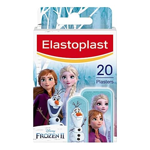 Elastoplast Disney Frozen Plasters, Assorted Sizes (20 Pieces), Coloured First Aid Plasters for Children, Kid's Plasters with Frozen Designs, Various Sized Plasters Cover