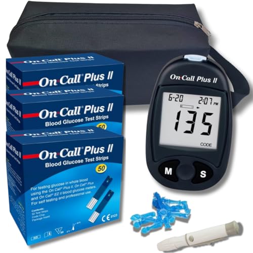 Kit completo com aparelho + 150 tiras on call plus + lancetas e lancetador + bolsa para trasporte