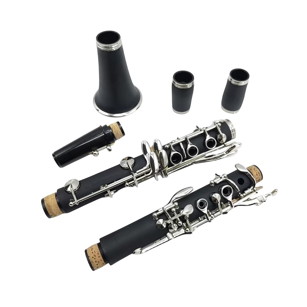 Professioneller schwarzer Klarinetten-Körper, vernickelt und mit Gehäuse beschichtet, B-Taste, 17 Tasten, zwei Barrels (schwarze Klarinette)