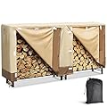 Dnswez 8ft Firewood Rack Cover, 600D Oxford Heavy Duty, Weatherproof & Waterproof with Black Storage Bag - Indoor/Outdoor Protection (96" L x 24" W x 42" H)