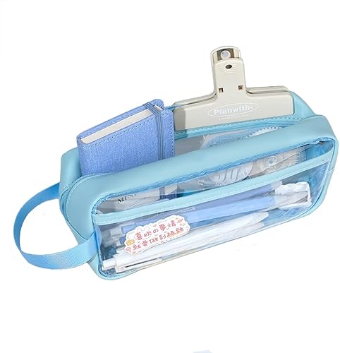 Estuche para lápices con soporte para bolígrafos, organizador grande de almacenamiento para unisex, 1 unidad (azul)