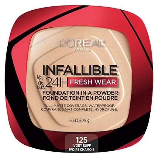 L'Oreal Paris Makeup Infallible Fresh Wear Foundation in a Powder, Up to 24H Wear, Waterproof, Ivory Buff, 0.31 oz. (Packaging May Vary)