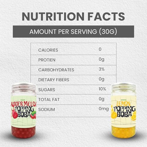 Image of Zawaa Boba Tea Assorted Popping Boba Pearls - Watermelon & Lemon| 300g Each (Pack of 2) | Bursting Bubble Tea Pearls