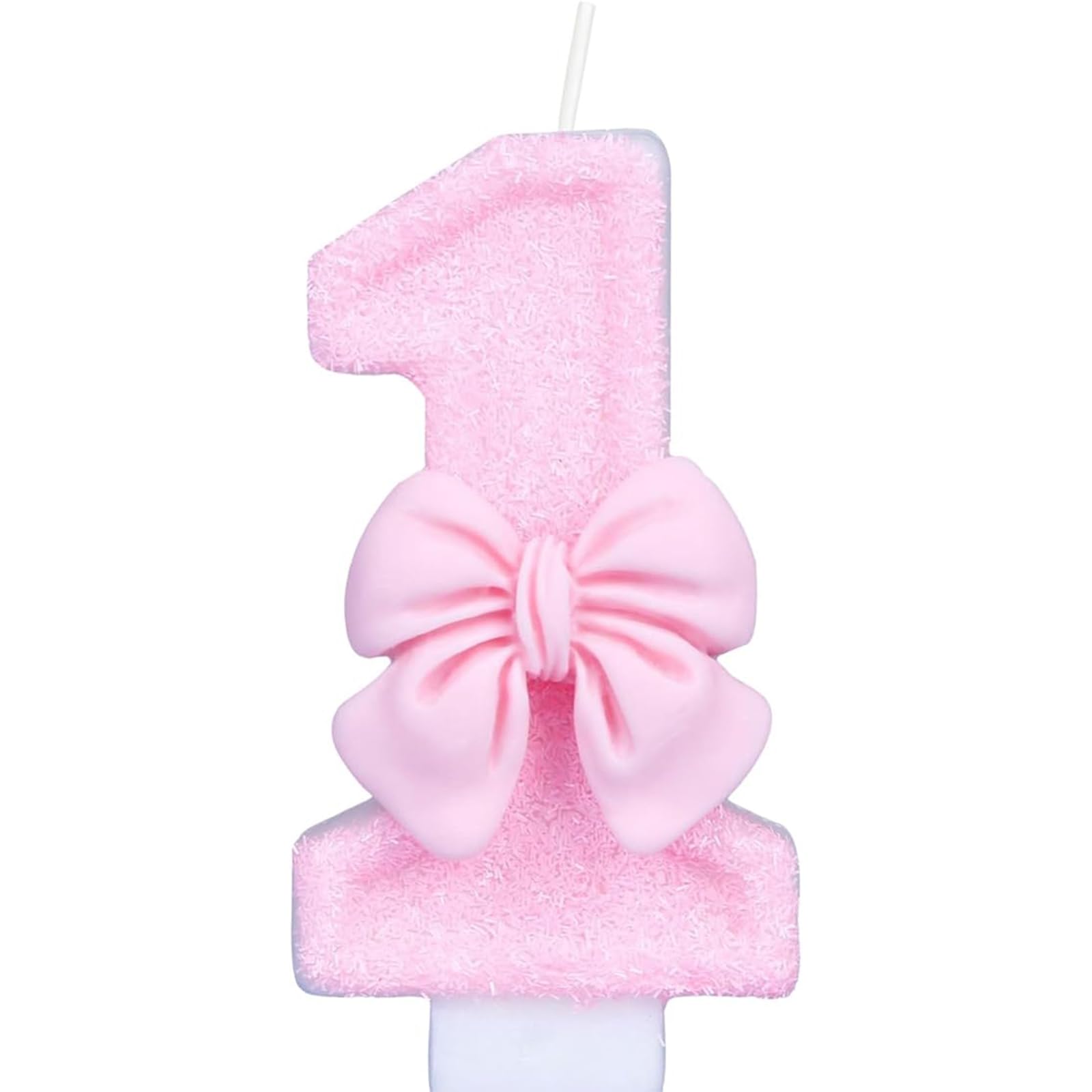 Number 1 Candle,1st BirthdayCandle, Pink Bow Birthday Candles,Sweet Birthday Cake Topper,Cake Candles for 1st Girls Theme Party Supplies Anniversaries Celebrations Party Wedding Graduation (Number 1)