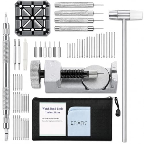 EFIXTK Watch Link Removal Kit, Watch Band Tool for Watch Bracelet Resizing,Adjustment -Watch Strap Pins Repair,Fixing,Replacement Set with 20 Spring Bars,20 Watch Cotter Pins
