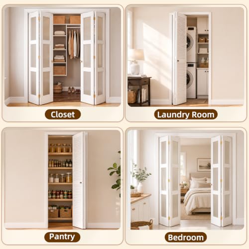Kits de Herrajes para Puertas Plegables con 2 Rieles de 30 Pulgadas para Clóset | Compatible con Puertas de 60 Pulgadas, Kit de Reparación con Guía de Ensamblaje para Puertas de Clóset miniatura 7