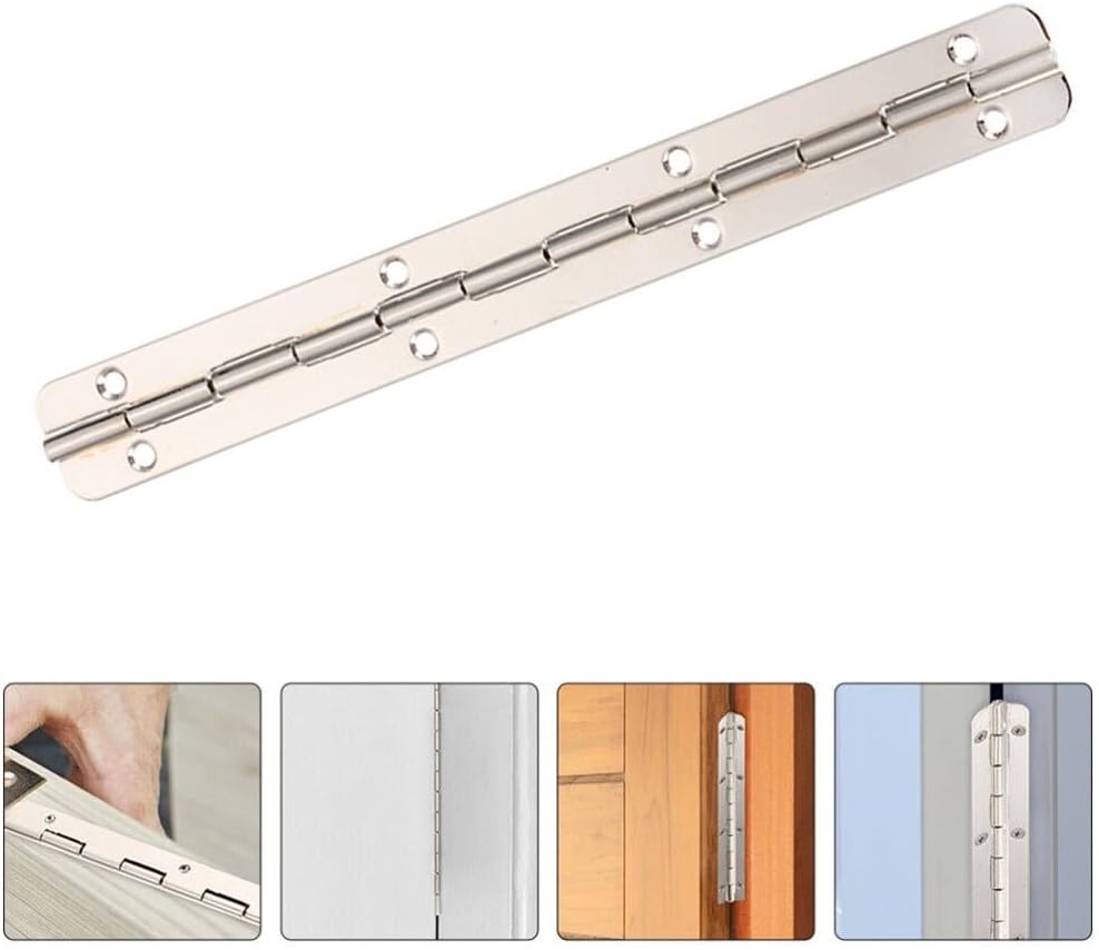 Steel Continuous Hinge Doors, Cabinets, Toolboxes & Wooden Crafts – 20 cm x 1.7 cm x 0.4 cm Heavy-Duty Butt Hinge with Pre-Drilled Holes