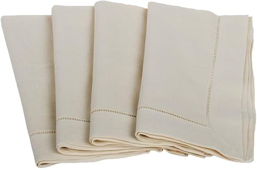 Servilletas de tela de lino crudo de 20 x 20 pulgadas, juego de 4 servilletas de tela lavables de color crudo crudo, servilletas de tela para mesa