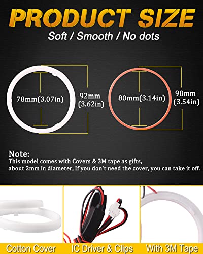 Qasim LED Halo Ring Angel Eyes rojo 90MM para auto miniatura 3