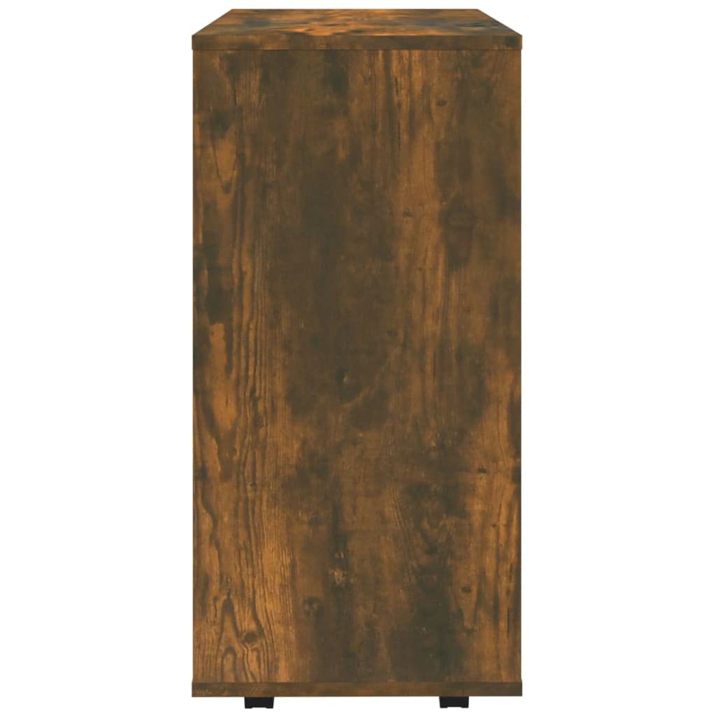 Rollschrank Räuchereiche 60x35x75 cm Holzwerkstoff mit fahrbaren Rollen und rechteckiger Ablageplatte für Büroorganisation und Stauraum
