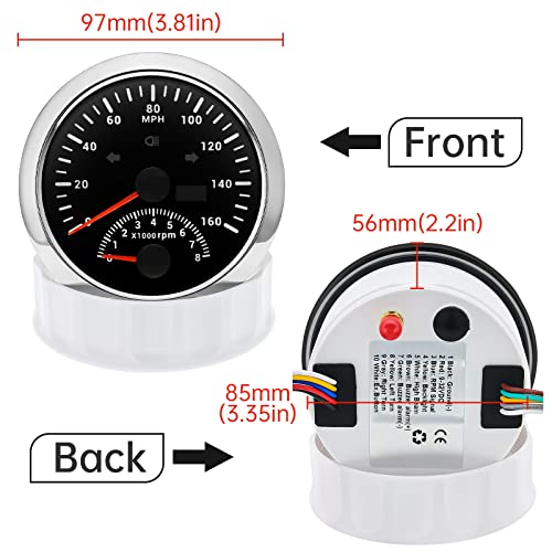 Image of ARTILAURA GPS Speedometer 0-160MPH with Tachometer 8000 RPM, 85mm 3 3 /8 inch Boat GPS Speedometer Car for AUTO Marine (Black)